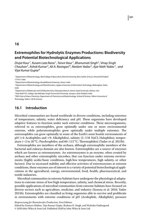 (PDF) Extremophiles for Hydrolytic Enzymes Productions: Biodiversity and Potential ...