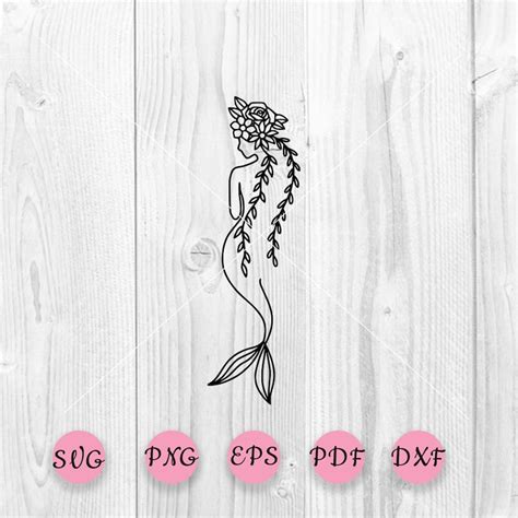 Mermaid Svg Floral Mermaid Svg Mermaid With Flowers Etsy