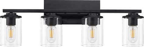 Doltoro Bathroom Light Fixtures 4 Light Matte Black Bathroom Vanity