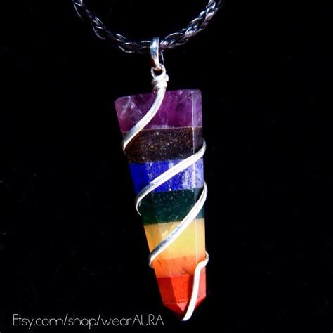 Wearaura Silver Swirl Crystal Point Chakra Pendant