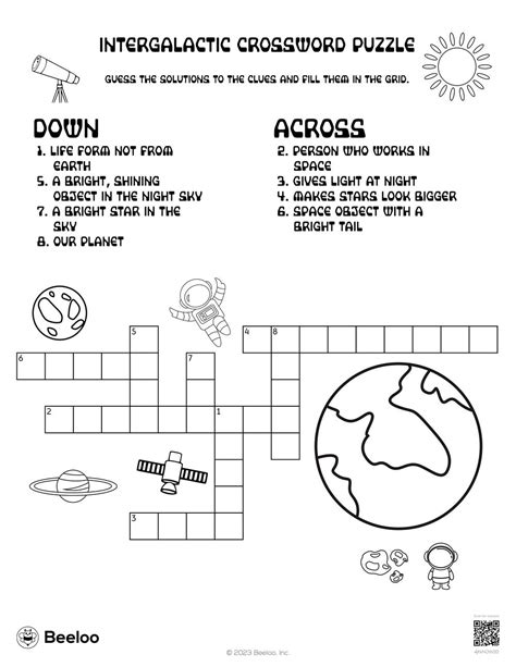 Intergalactic Crossword Puzzle Beeloo Printable Crafts And Activities