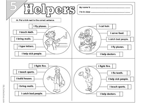 Helpers - 05 (3-pages): English ESL worksheets pdf & doc