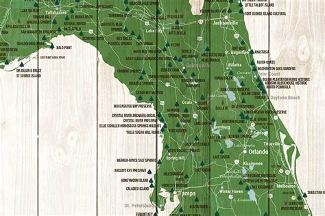 Map Of Florida State Parks Canvas Push Pin Board Florida State Parks