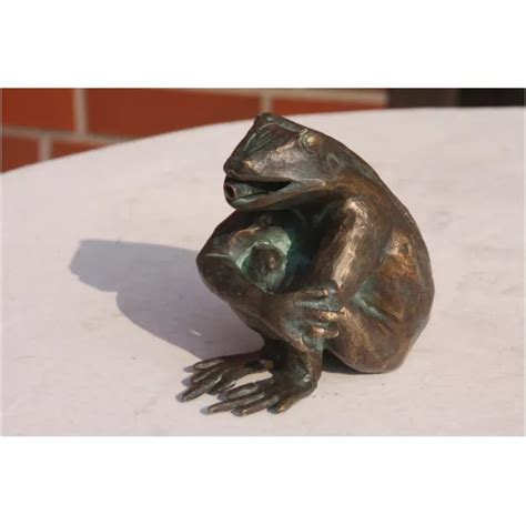 Wasserspeier Frosch Aus Bronze Sitzend Figur F R Den Garten Neu Teich