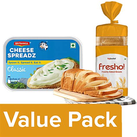 Buy Bb Combo Britannia Cheese Spreadz Classic 100g Fresho Milk Bread