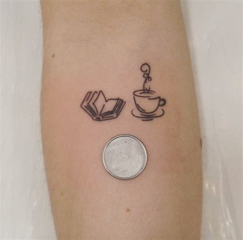 Small size forearm tattoo of open book and steaming tea cup ...