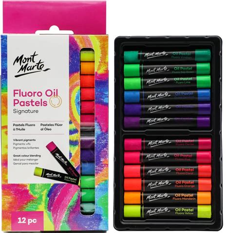 Amazon Mont Marte Fluoro Oil Pastels Signature 12pc 12 Assorted