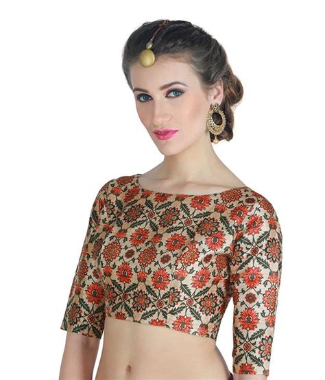 Multi Boat Neck Designer Silk Readymade Stitch Saree Blouse Etsy