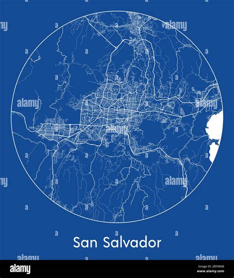 City Map San Salvador El Salvador North America Blue Print Round Circle