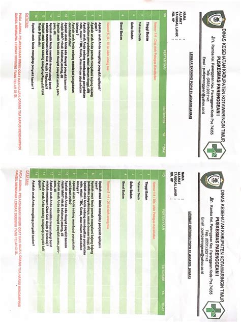 Lembar Skrining Popm Filariasis Anak Pdf