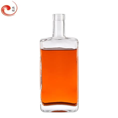 500ml 700ml Vodka Whisky Rum Glass Spirits Bottle Drinks Rectangular Glass Rum Bottle Factory