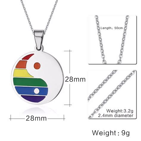 Lgbt Pride Rainbow Tai Chi Pendant Chain Necklace Queerks