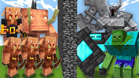 Massive Piglin Army Vs Overworld Bosses Minecraft Mob Battle Youtube