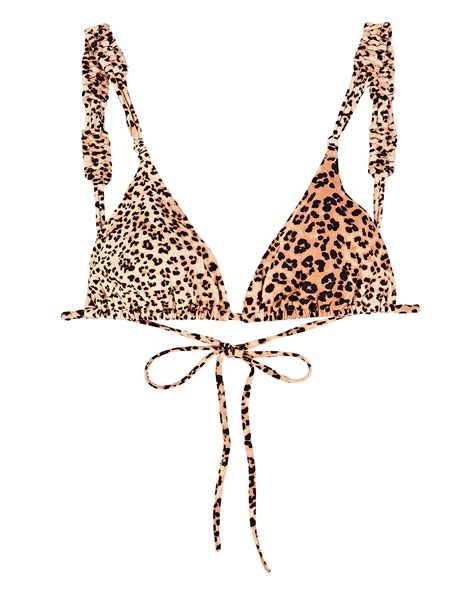 Ulla Johnson Catalina Leopard Triangle Bikini Top INTERMIX