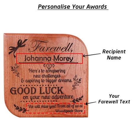 Farewell Message Engraved Wooden Plaque Custom Awards Farewell T