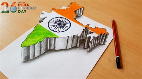 India Map, 3d Drawings, Republic Day, Step By Step Drawing, Colored ...