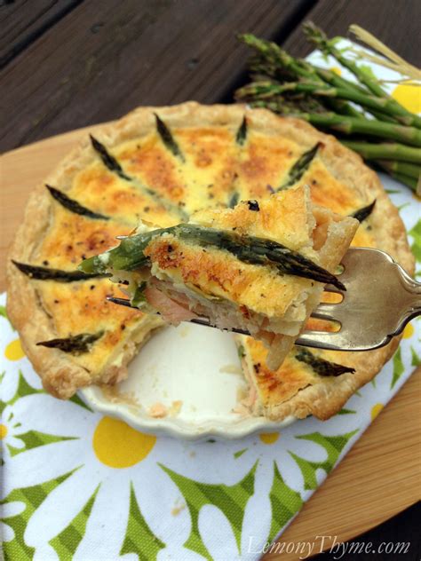 Salmon & Asparagus Quiche {with Fresh Herbs} - Lemony Thyme