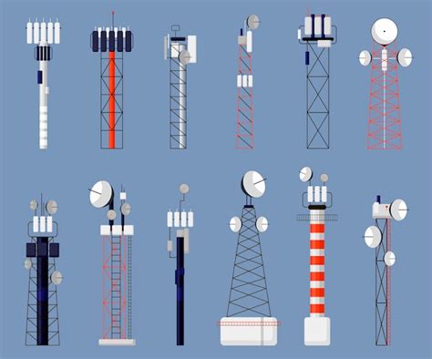 Premium Vector Telecom Towers Vector Illustrations Set Wireless