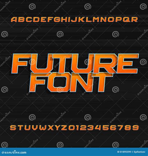 Futuristic Alphabet Design Typeface Letters And Numbers Vector