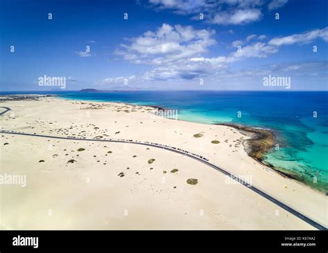 Aerial View Of Sand Dunes Corralejo Fuerteventura Canary Islands