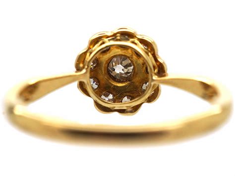 Edwardian 18ct Gold Diamond Daisy Cluster Ring 992R The Antique