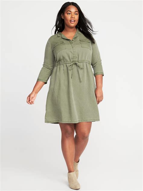 Buy Plus Size Utility Shirt Dress Cheap Online