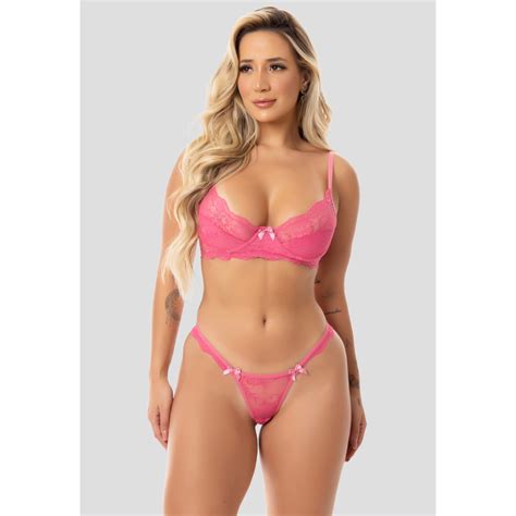 Conjunto Lingerie Sensual Renda Sexy Aro Sem Bojo Escorrega O Pre O