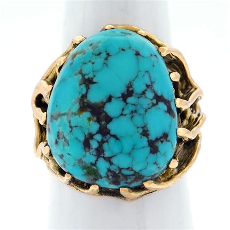 1960s Hippie Jewelry Turquoise Set Gold Ring For Sale At 1stdibs Hippie Jewelery 1960 S