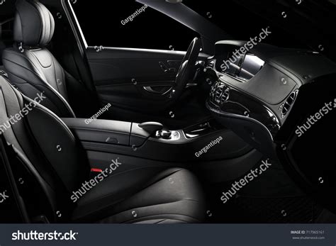 Modern Luxury Car Black Leather Interior Stock Photo 717965161 ...