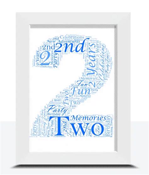 Custom 2nd Birthday And Anniversary T Number Two Word Art