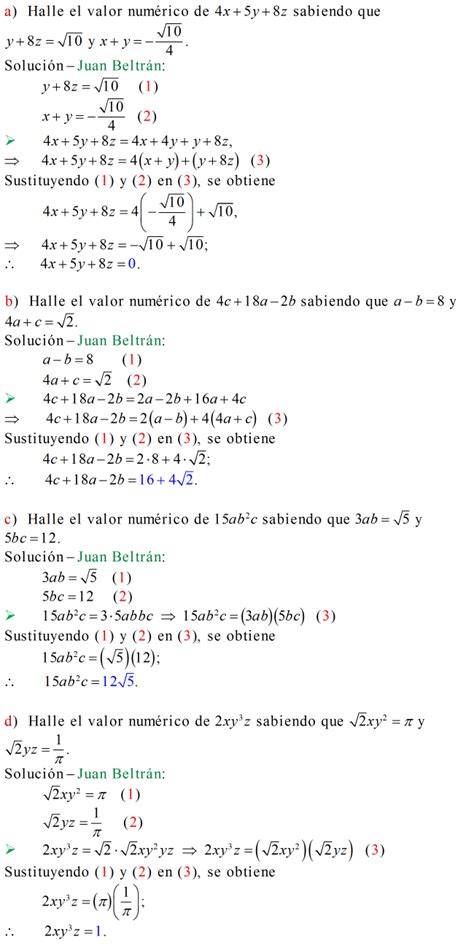 Cálculo21 Valor numérico de expresiones algebraicas