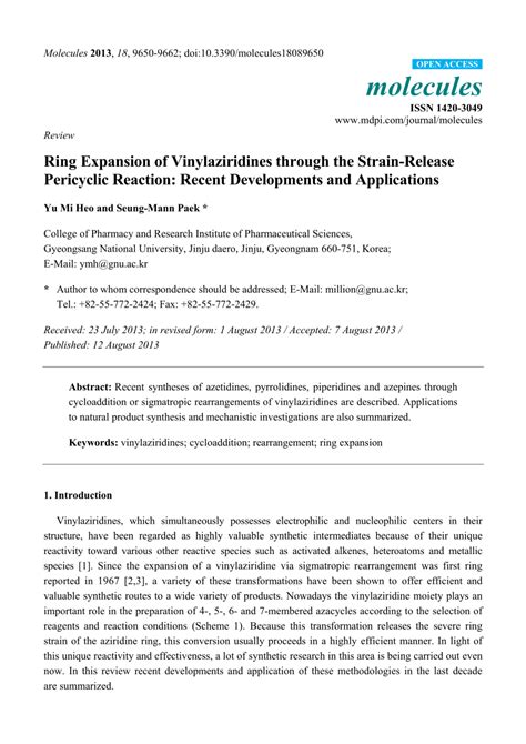 PDF ChemInform Abstract Ring Expansion Of Vinylaziridines Through