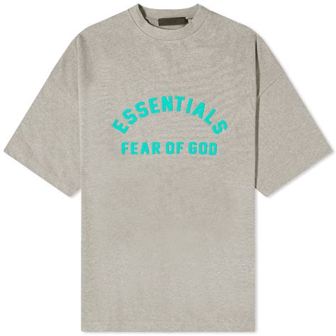 Fear Of God Essentials Spring Printed Logo T Shirt Dark Heather Oatmeal End Us