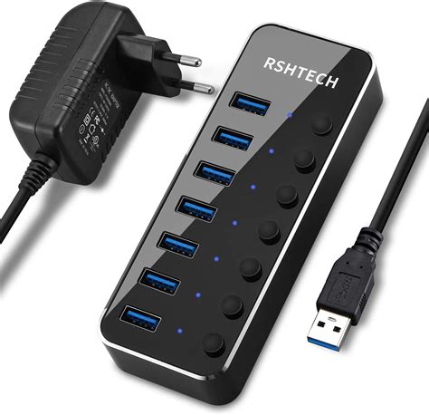 Rshtech Usb Hub Active With W Power Supply Amazon De Computers