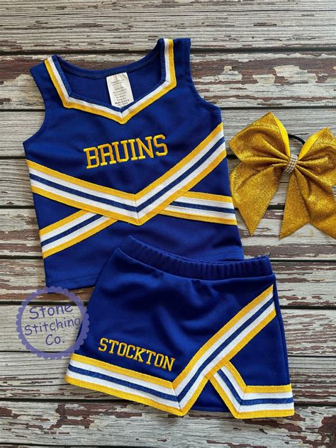 Blue & Gold Cheer Uniform, Blue and Yellow Cheerleading Uniform, Girls ...