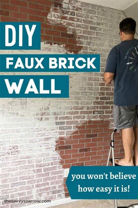 Diy Faux Brick Wall A Super Easy Wall Treatment The Savvy Sparrow