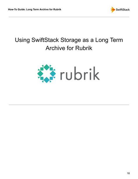 Pdf How To Guide Long Term Archive For Rubrik And Swiftstack · Howto