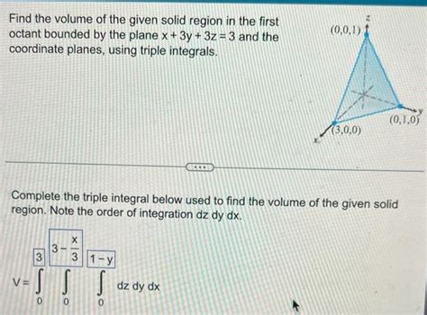 Solved Find The Volume Of The Given Solid Region In The