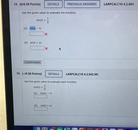 Solved Use The Given Value To Evaluate The Function Chegg