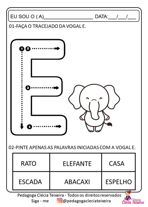 Atividades De Alfabetização Vogais Clécia Teixeira