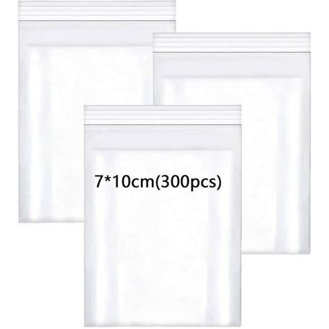 7X10Cm 300Pièces Sachet Plastique Transparent Zip Refermables Pochon