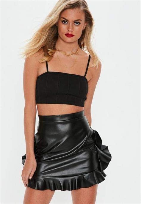 Missguided Black Faux Leather Mini Skirt Shiny Clothes Leather Mini