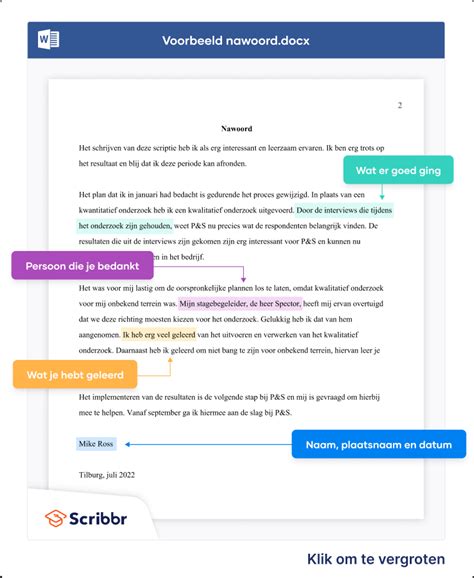 Nawoord Van Een Scriptie Format And Voorbeeld