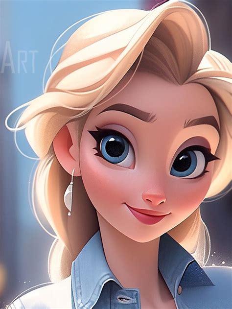 Modern Elsa Wearing Jeans Disney Princess Disney Princess Paintings