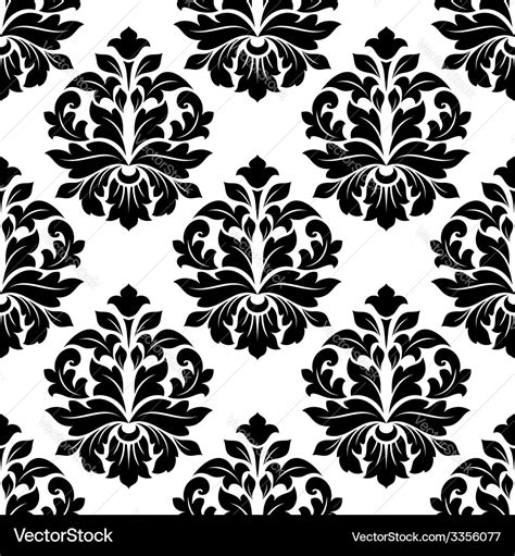 Black And White Floral Damask Pattern Royalty Free Vector