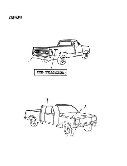 Tapes Stripes And Decals Exterior View 1989 Dodge D150