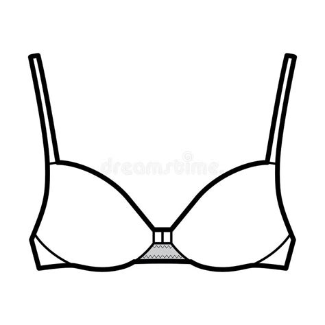 Bra Front Closure Lingerie Technical Fashion Illustration With Full