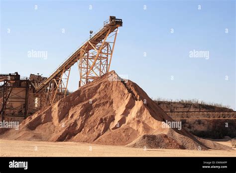 Rock Quarry Conveyor Belt And Material Stockpile Stock Photo Alamy