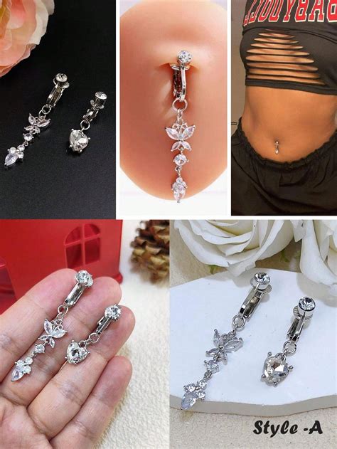 2 3 Stücke Fake Belly Button Ringe Clips für Bauchnabel Stäbe aus