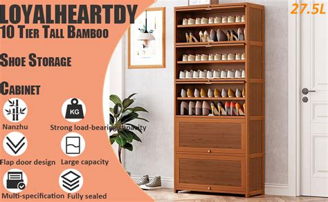 Amazon LOYALHEARTDY 10 Tier Tall Bamboo Shoe Storage Cabinet Free